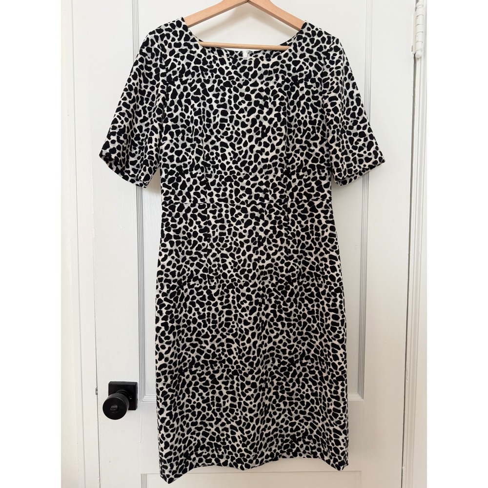 Talbots Womens 6‎ Cheetah Animal Print Cocktail Sheath Dress Short Sleeve Office